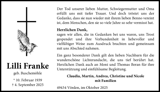 Anzeige von Lilli Franke von OM-Medien