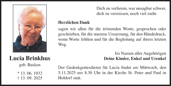 Anzeige von Lucia Brinkhus von OM-Medien