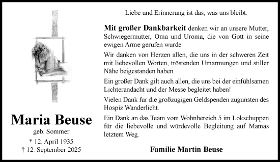Anzeige von Maria Beuse von OM-Medien