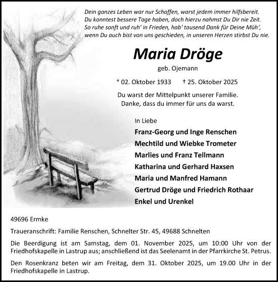 Anzeige von Maria Dröge von OM-Medien