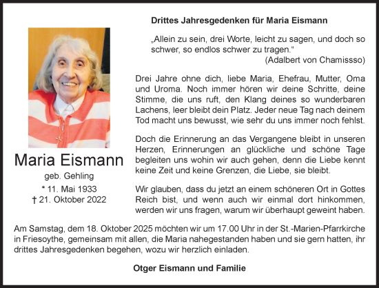 Anzeige von Maria Eismann von OM-Medien