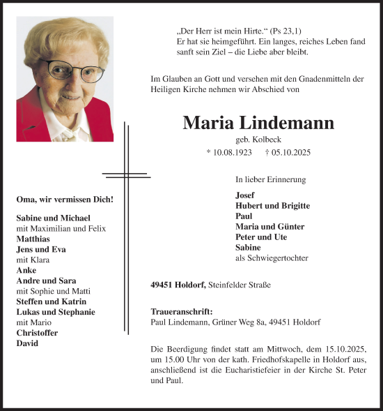 Anzeige von Maria Lindemann von OM-Medien