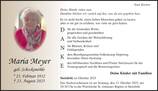 Anzeige von Maria Meyer von OM-Medien