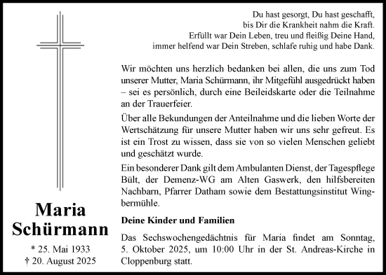 Anzeige von Maria Schürmann von OM-Medien