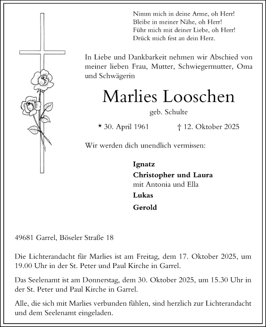 Anzeige von Marlies Looschen von OM-Medien