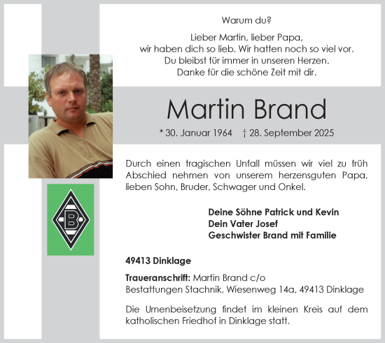 Anzeige von Martin Brand von OM-Medien