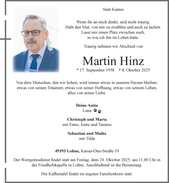 Anzeige von Martin Hinz von OM-Medien