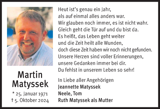 Anzeige von Martin Matyssek von OM-Medien