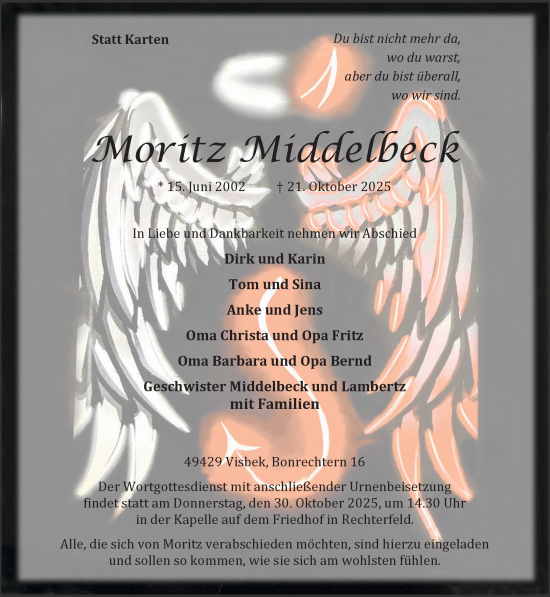 Anzeige von Moritz Middelbeck von OM-Medien