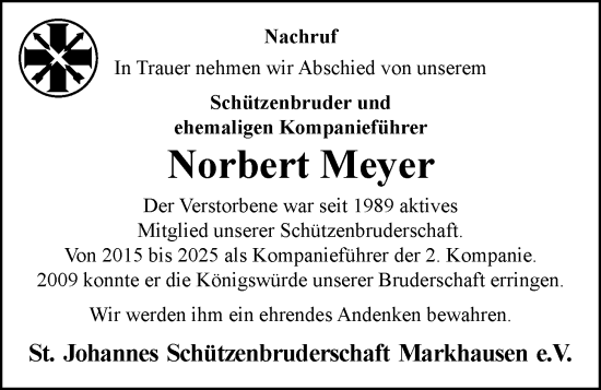 Anzeige von Norbert Meyer von OM-Medien