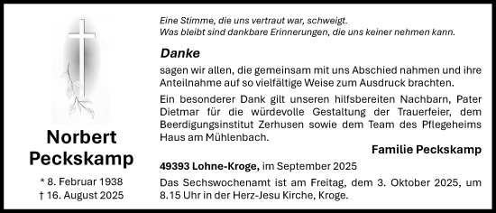 Anzeige von Norbert Peckskamp von OM-Medien