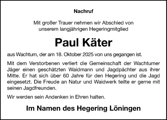 Anzeige von Paul Käter von OM-Medien