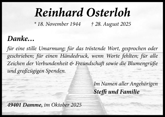 Anzeige von Reinhard Osterloh von OM-Medien