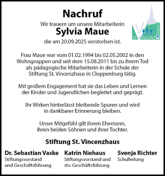 Anzeige von Sylvia Maue von OM-Medien