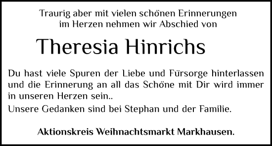 Anzeige von Theresia Hinrichs von OM-Medien