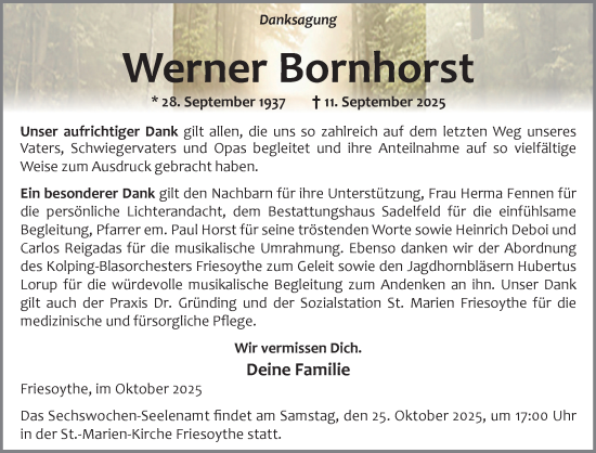 Anzeige von Werner Bornhorst von OM-Medien