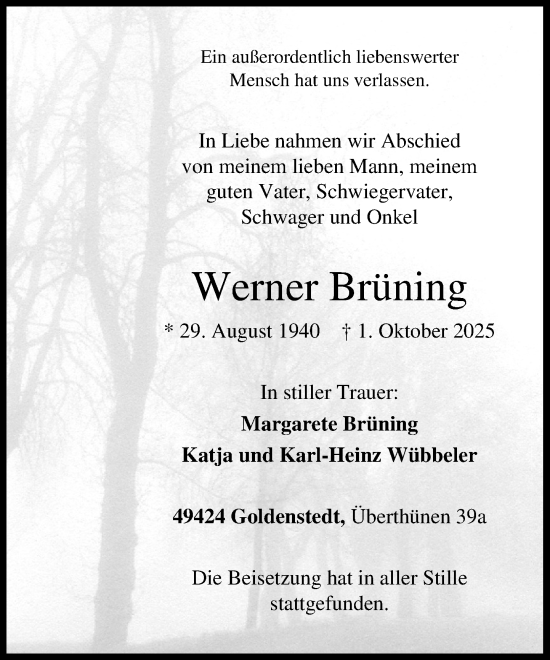 Anzeige von Werner Brüning von OM-Medien