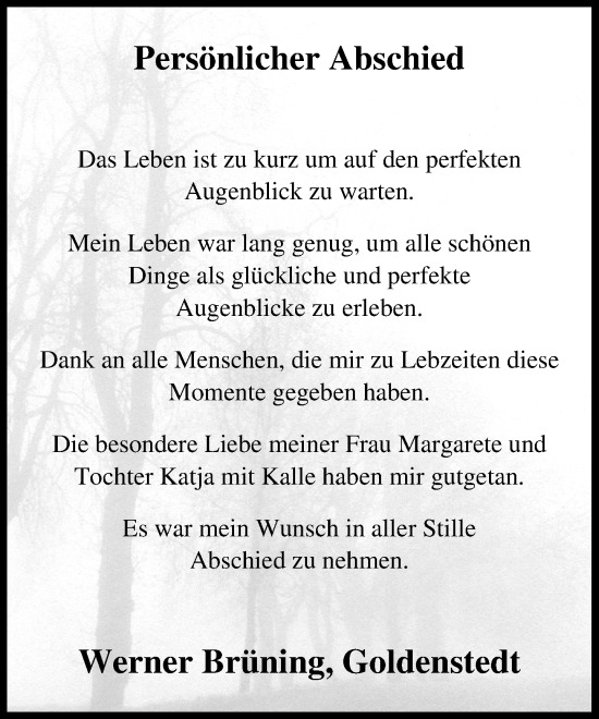 Anzeige von Werner Brüning von OM-Medien