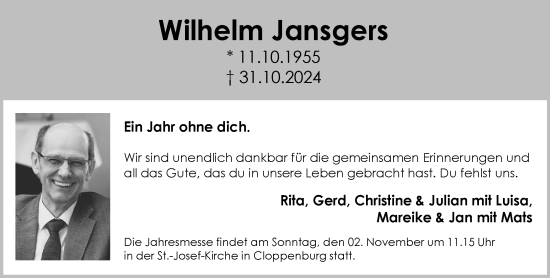 Anzeige von Wilhelm Jansgers von OM-Medien