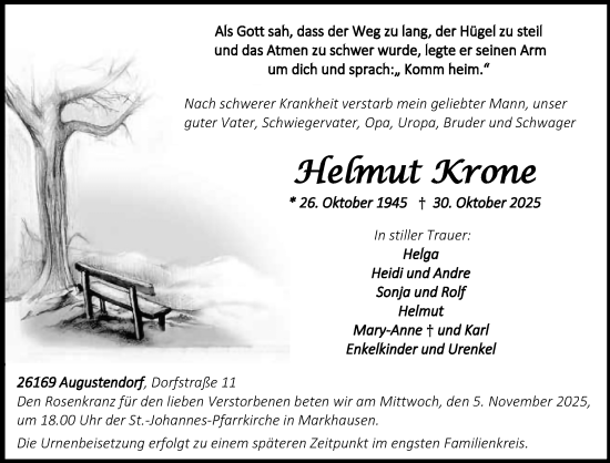 Anzeige von Helmut Krone von OM-Medien