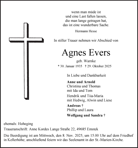 Anzeige von Agnes Evers von OM-Medien