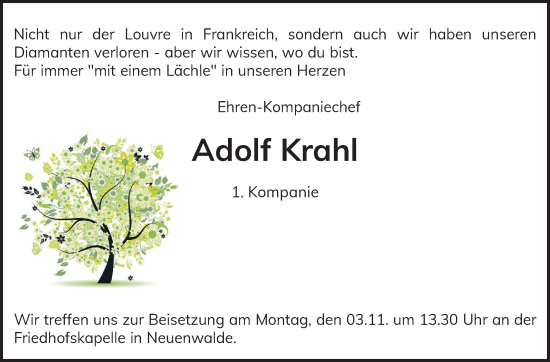 Anzeige von Adolf Krahl von OM-Medien