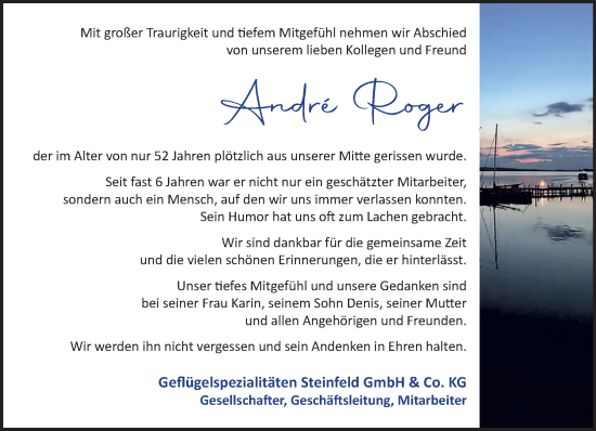 Anzeige von André Roger von OM-Medien