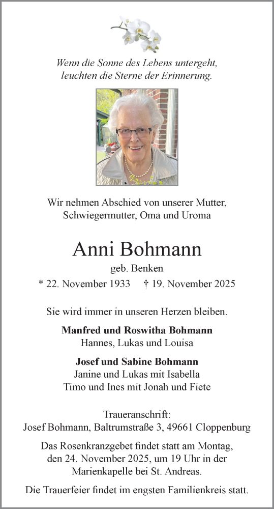 Anzeige von Anni Bohmann von OM-Medien