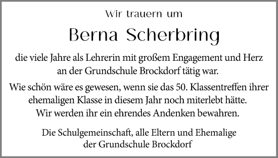 Anzeige von Berna Scherbring von OM-Medien