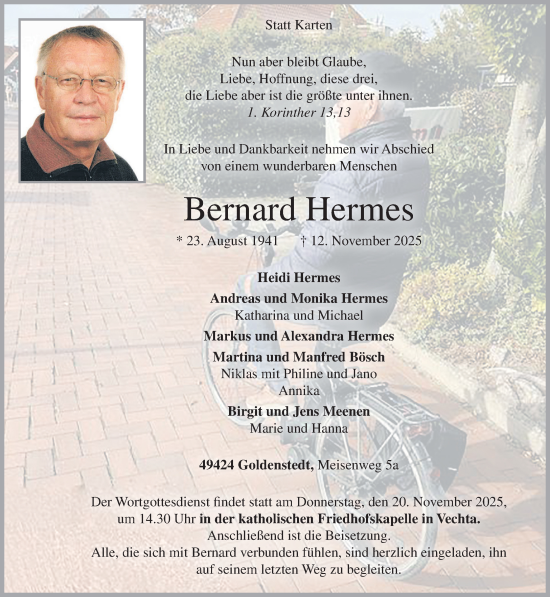 Anzeige von Bernard Hermes von OM-Medien