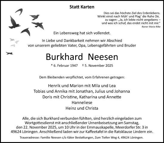 Anzeige von Burkhard Neesen von OM-Medien