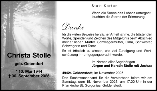 Anzeige von Christa Stolle von OM-Medien