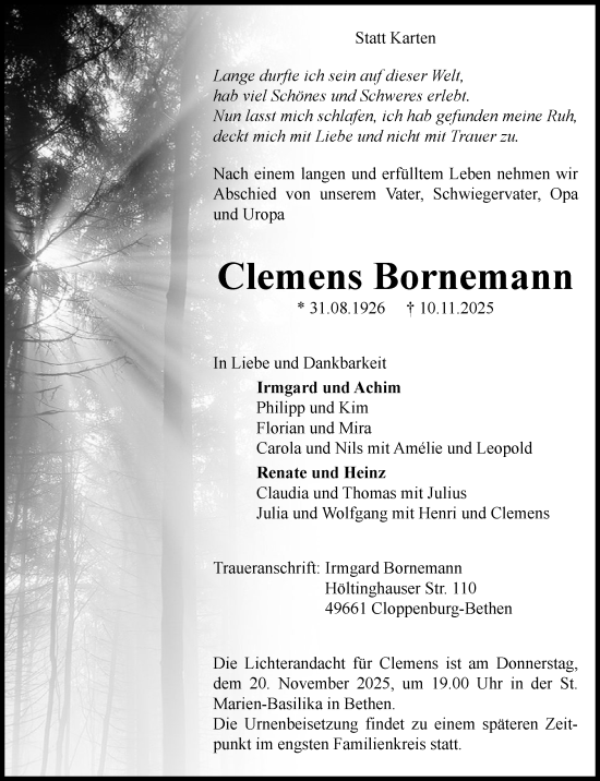 Anzeige von Clemens Bornemann von OM-Medien