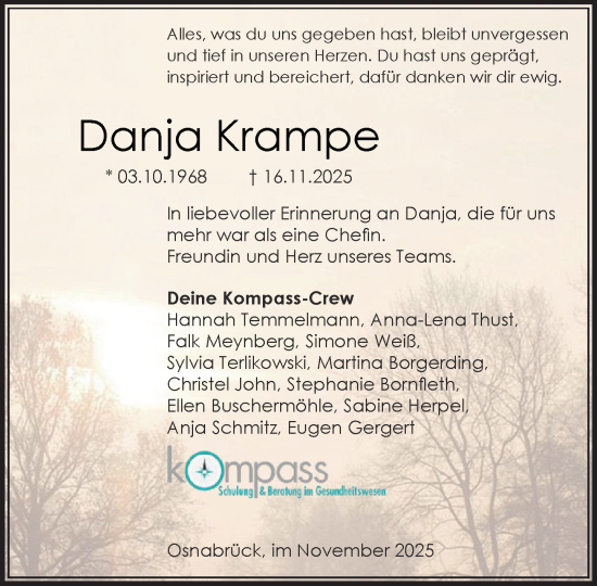 Anzeige von Danja Krampe von OM-Medien