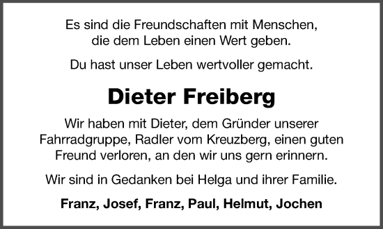 Anzeige von Dieter Freiberg von OM-Medien