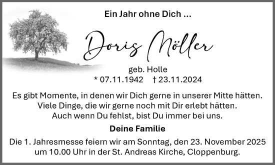 Anzeige von Doris Möller von OM-Medien