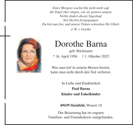 Anzeige von Dorothe Barna von OM-Medien