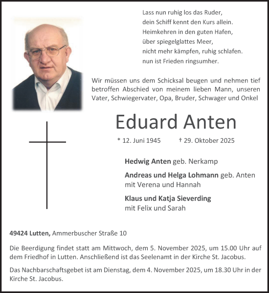 Anzeige von Eduard Anten von OM-Medien