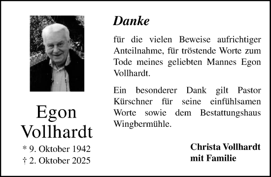 Anzeige von Egon Vollhardt von OM-Medien