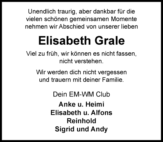Anzeige von Elisabeth Grale von OM-Medien