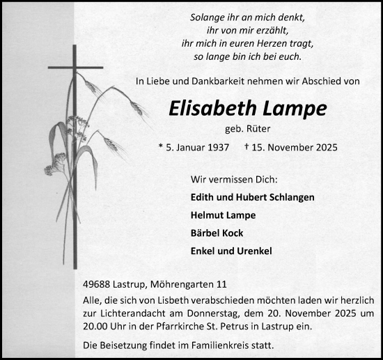Anzeige von Elisabeth Lampe von OM-Medien