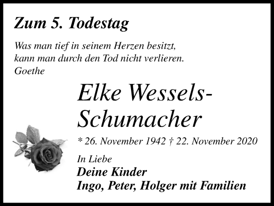 Anzeige von Elke Wessels-Schumacher von OM-Medien