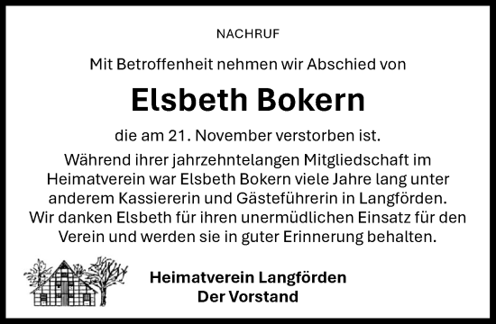 Anzeige von Elsbeth Bokern von OM-Medien