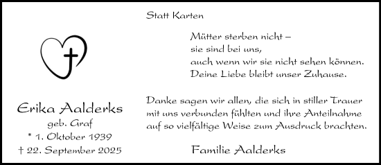 Anzeige von Erika Aalderks von OM-Medien