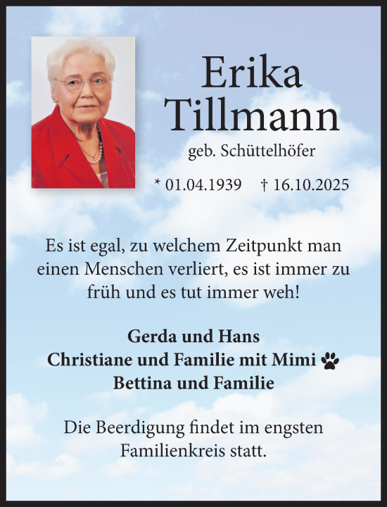 Anzeige von Erika Tillmann von OM-Medien