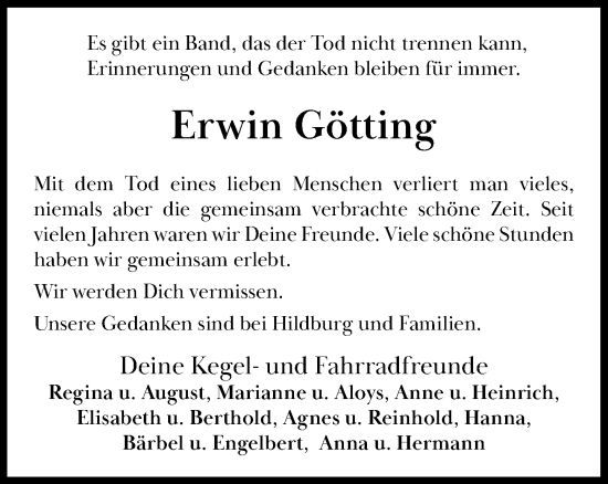 Anzeige von Erwin Götting von OM-Medien
