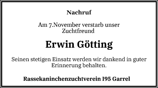 Anzeige von Erwin Götting von OM-Medien