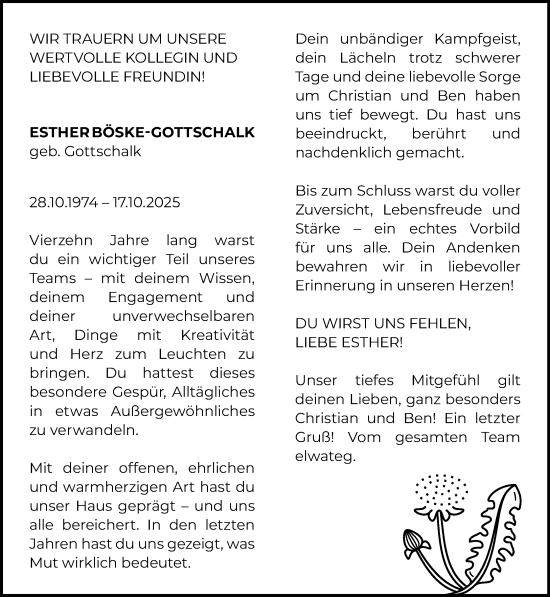 Anzeige von Esther Böske-Gottschalk von OM-Medien