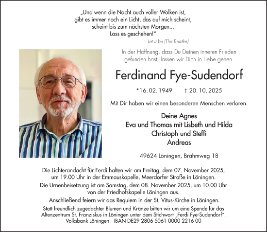 Anzeige von Ferdinand Fye-Sudendorf von OM-Medien