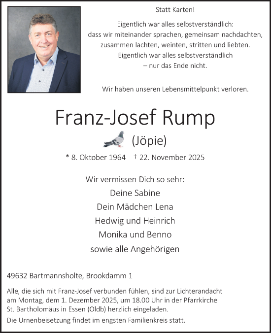 Anzeige von Franz-Josef Rump von OM-Medien